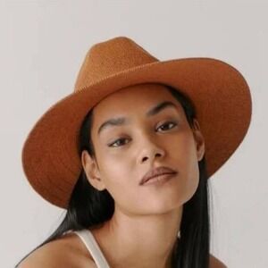 Urban Outfitters Womens‎ Floppy Hat Brim Fedora Sun Hat with Band Honey Brown